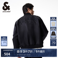 杰克·瓊斯（JACK&JONES）男裝春秋款潮流棒球領(lǐng)寬松休閑刺繡上衣夾克外套飛行員夾克男士 黑色E41 M (175)