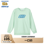 Skechers斯凱奇童裝男女童春秋季休閑上衣衛(wèi)衣運動舒適兒童套頭衫L324K078 灰湖水綠/045A 170 cm