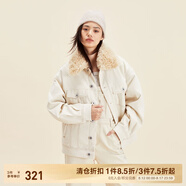 ONLY秋冬復(fù)古翻毛領(lǐng)寬松印花短款牛仔外套女|12340B002 J2G 米白色 S 160/80A