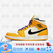 耐克（NIKE）AirJordan1AJ1男子中幫緩震運動籃球鞋 852542-700 湖人紫金白 42