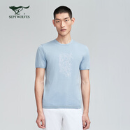 七匹狼（SEPTWOLVES）【商場(chǎng)同款】短袖T恤男夏印花字母圓領(lǐng)親膚舒適透氣百搭休閑上衣 113(淺藍) L 170/88A
