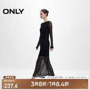 ONLY2025春季新款甜美優(yōu)雅鉤花蕾絲長袖長裙連衣裙女|125161006 H1Z 黑色 2XL
