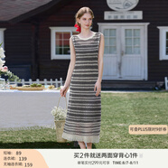 香影流蘇條紋黑色t恤女短袖2025夏裝新款寬松休閑風(fēng)正肩圓領(lǐng)上衣 黑色L85S797  無袖連衣裙 L 165/88A/110-125斤