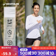 迪卡儂訓練防曬打底衣長(cháng)袖健身跑步運動(dòng)服T恤上衣RUNW2621305活力白M