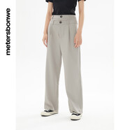 美特斯邦威休閑褲男秋季新款運動(dòng)潮流直筒褲子男舒適休閑 Q款-礫石杏-女款 L 男175女165