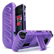其他品牌eamDeckOLED保護殼套支架面蓋防摔全包支架TPU保護套復刻dbrand全包PC+TPU軟硬保護套面罩保護殼St 透祡面蓋+透紫保護殼(磁吸卡扣) LCD/OLED