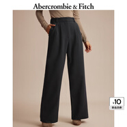 ABERCROMBIE & FITCH女裝春秋美式復古氣質(zhì)白領(lǐng)通勤百搭高腰闊腿褲KI156-2403 黑色 29 S (155/76A)短版