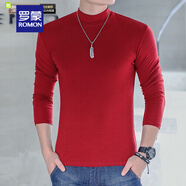 羅蒙（ROMON）【新款上市】男純棉半高領(lǐng)長(zhǎng)袖打底衫T恤青中年春秋內(nèi)衣修身體恤 暗紅色 2XL (160斤左右)