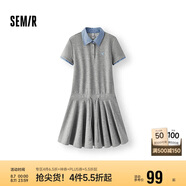 森馬（Semir）連衣裙女拼接格子假兩件學院風2025夏季收腰polo裙107425114001