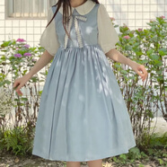 冉藝嵐同款短袖女裝連衣裙2025新款衣服女學(xué)生韓版寬松炸街裙子ins超仙 淺天藍連衣裙 【關(guān)注店鋪送領(lǐng)結(jié) XXS 【兒童建議25斤以下】