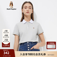 Hush Puppies暇步士女裝撞色翻領(lǐng)短袖T恤POLO衫 119淺灰 L