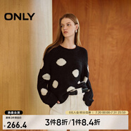 ONLY秋冬甜美百搭休閑波點(diǎn)圓領(lǐng)含羊毛針織衫女|124313032 E40 煤黑色 XL (175) 92A
