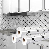 葉余廚房貼紙櫥柜灶臺防水防油耐高溫自粘油煙壁紙墻紙加厚家用隔油貼 黑白菱格防油耐高溫 1米寬*5米長(cháng)收藏送工具