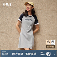 森馬連衣裙女插肩袖修身收腰夏季字母開(kāi)叉短裙運動(dòng)風(fēng)109324114025