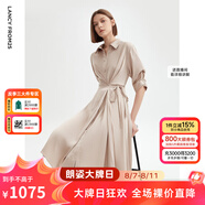 朗姿復(fù)古設(shè)計感顯瘦氣質(zhì)高級感polo領(lǐng)襯衫裙女夏季新款連衣裙 玫瑰金色 2XL