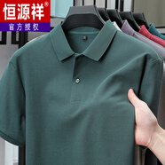 恒源祥2025百搭純棉短袖T恤男POLO.衫翻領(lǐng)純色中年寬松半袖上衣體恤夏裝 D2541墨綠 M