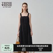 Teenie Weenie女裝夏季法式蕾絲花邊優(yōu)雅氣質吊帶連衣裙公主裙 黑色 S