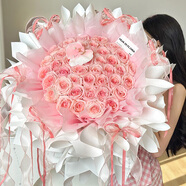 花遞鮮花速遞33朵玫瑰花束生日禮物送老師送女友同城配送當日達 33枝粉荔枝白包裝 蝶戀蜜語|dys90 平時價