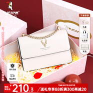 啄木鳥（TUCANO）七夕情人節(jié)禮物包包女款2025年牛皮時尚單肩斜挎包女鏈條包實用包 米白金鹿禮盒【實用禮物推薦】