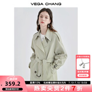 VEGA CHANG風(fēng)衣外套女2025年春秋新款中長(zhǎng)款高級(jí)感純色大衣 豆沙綠 XS