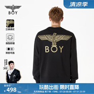 BOY LONDON【經(jīng)典款】冬情侶款logo圓領休閑百搭潮牌衛(wèi)衣N03909 黑色 簡約刺繡 XL
