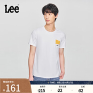 Lee25新品標準版圓領Logo字母印花男短袖T恤休閑潮流LMT0098144LE 白色 L