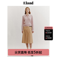 ELAND衣戀小奶羔毛衣女POLO領(lǐng)短款絞花含綿羊毛2024早春新款 粉色(25)Pink S 160
