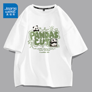 真維斯（JEANSWEST）短袖t恤男ins潮牌2025春夏季男女寬松oversize半袖衣服美式高街男 白色 熊貓樂園 XL