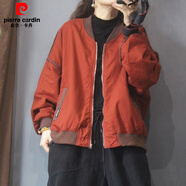 皮爾卡丹（pierre cardin）品牌專柜撤柜韓國加厚夾棉棉衣棒球領(lǐng)拉鏈棉服 磚紅色 L 【120-140斤】