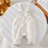 嬰兒護肚背帶褲春秋寶寶吊帶褲按扣開(kāi)襠韓版男寶褲子女寶春季童裝 白色a款春秋款 66 6673碼CM左右身高