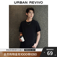 UR春季新款男裝簡(jiǎn)約基礎百搭休閑純色棉質(zhì)短袖T恤UMB440001 正黑 S