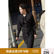 獨束大碼女裝針織連衣裙女秋冬新款休閑百搭復古顯瘦打底長裙 黑色 4XL （尺碼：6）