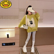 G.DUCKKIDS童裝女童套裝春秋季2025年新款女童運動套裝兒童長袖女童休閑衣服 小狗套裝-綠色 120 身高110-115cm年齡5-6歲(建