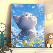 diy數(shù)字油畫可愛小動物插畫手工填充填色系裝飾畫掛畫壁畫 k10 30*40繃好實木內框+顏料畫筆