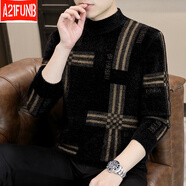 A21funb男款冬季毛衣新款半高領(lǐng)內(nèi)搭加絨保暖上衣服秋冬裝針織打底衫 K13617黑色 M 建議90-105斤