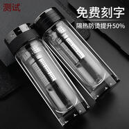 怡斯佳 定制新款高檔雙層玻璃杯男隔熱透明水杯水晶泡茶杯子刻字lo 301-400ml