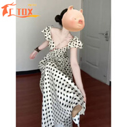 CTOX韓系甜美感波點(diǎn)連衣裙女2025夏季新款褶皺收腰顯瘦氣質(zhì)優(yōu)雅長(cháng)裙子 波點(diǎn)連衣裙 M 95-110斤