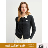 獨(dú)束大碼女裝假兩件撞色繡花毛針織衫冬裝新款疊穿針織毛衫上衣女 深灰色 XL (尺碼：3)