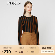 PORTS寶姿 新品女裝簡(jiǎn)約條紋撞色針織衫LA9K410GZF026 黑色混色 XS