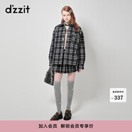 DZZIT地素短款格子半身裙秋冬甜酷少女百褶裙短裙女 深藍(lán)色 S