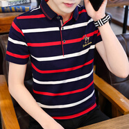 VACK夏季POLO翻領(lǐng)短袖t恤衣服男半袖休閑男裝T恤夏天打底衫衣服男潮流 8011紅色 M (90-115斤)