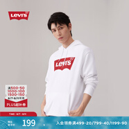 Levi's【特價(jià)來(lái)襲】李維斯情侶同款經(jīng)典寬松休閑logo套頭連帽衛衣 白色 19622-0018 S