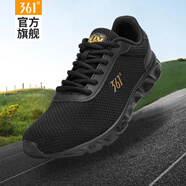 361°男鞋運動鞋跑步鞋男秋季新款網(wǎng)面透氣輕便跑鞋休閑網(wǎng)鞋旅游鞋子男 烏黑色/皇冠金 43