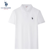 U.S. POLO ASSN.短袖POLO衫男士保羅商務(wù)休閑翻領(lǐng)男裝上衣T恤短袖男夏季白色XL
