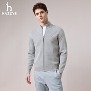 哈吉斯（HAZZYS）男裝 2025秋季新款羊毛混紡?fù)馓桌溋㈩I(lǐng)針織開衫男ABYZD0CCDD8 灰色GE M （170/92A 46）