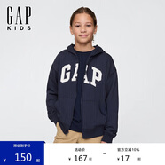 GAPGap男童2025春季新款字母logo拉鏈連帽衛(wèi)衣多色兒童裝美版743966