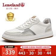 楓葉（leaveland）意大利男鞋2025夏季新品網(wǎng)面透氣男士休閑板鞋百搭軟底小白鞋子男 皮面-白色（皮鞋碼） 39