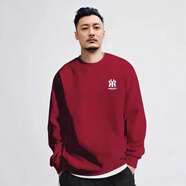 MY潮牌余文樂(lè )秋冬重磅圓領(lǐng)純棉t恤本命年紅色純棉衛衣情侶加絨百搭 酒紅色  加絨 M