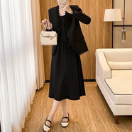 AEMAPE蕾絲拼接小香風(fēng)西裝外套女2025年春季新款韓系溫柔風(fēng)顯瘦西服休閑 黑色  常規(guī) S 80-105斤