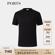 PORTS寶姿男裝2024春季新品全棉皮馬棉柔軟順滑簡約短袖T恤 黑色 L